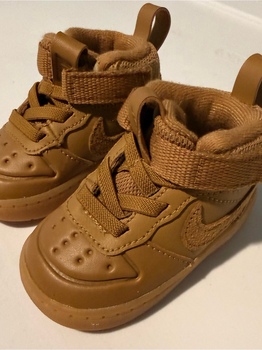 Nike Court Borough Mid 2 Toddler Sneakers Wheat Brown Hook & Loop Size 3C
